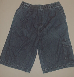Big Dogs Kids Size 16-18 Boys Girls Blue Denim Casual Shorts Unisex Elastic EUC